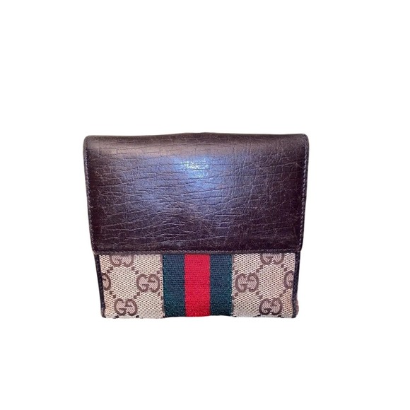 Gucci GG Monogram Wallet Tan Brown Bifold Stripe w/ COA Authentic - Picture 2 of 7
